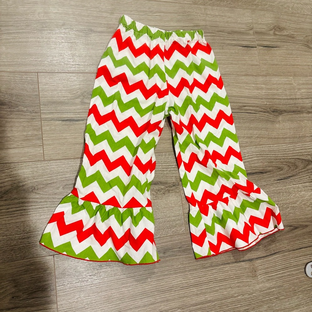 Lollipops & Polkadots toddler girl sz 4 red green zigzag Chevron Xmas Pants